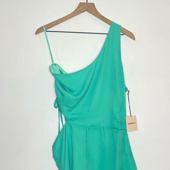 NEW Superdown Aimey One Shoulder Romper Women's Size Large Turquoise Bodice - Picture 4 of 14